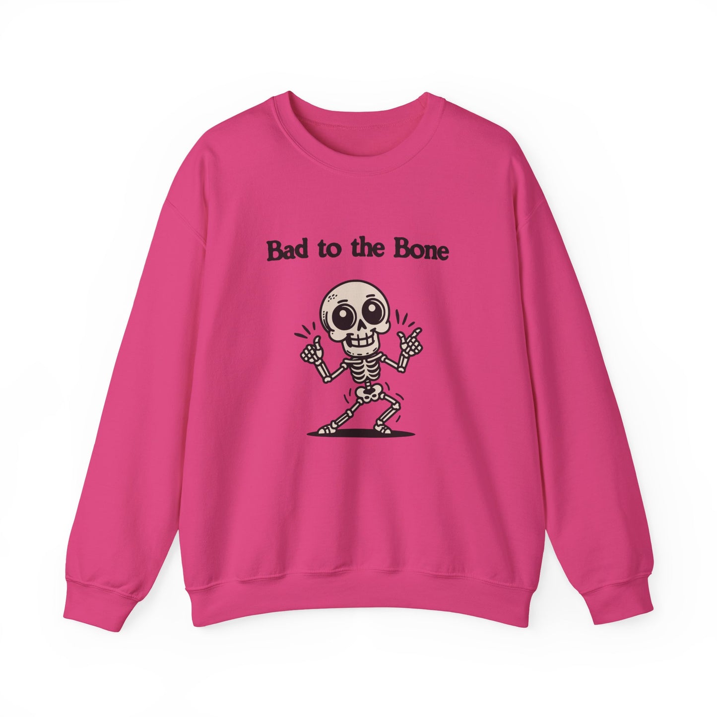 Bad to the Bone Crewneck Sweatshirt, Funny Halloween Sweatshirt, Unisex Casual Sweatshirt, Gifts for Skeleton Lovers, Spooky Season Apparel