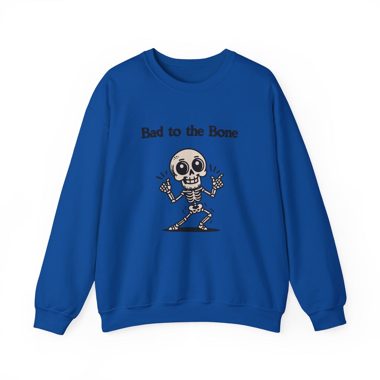 Bad to the Bone Crewneck Sweatshirt, Funny Halloween Sweatshirt, Unisex Casual Sweatshirt, Gifts for Skeleton Lovers, Spooky Season Apparel