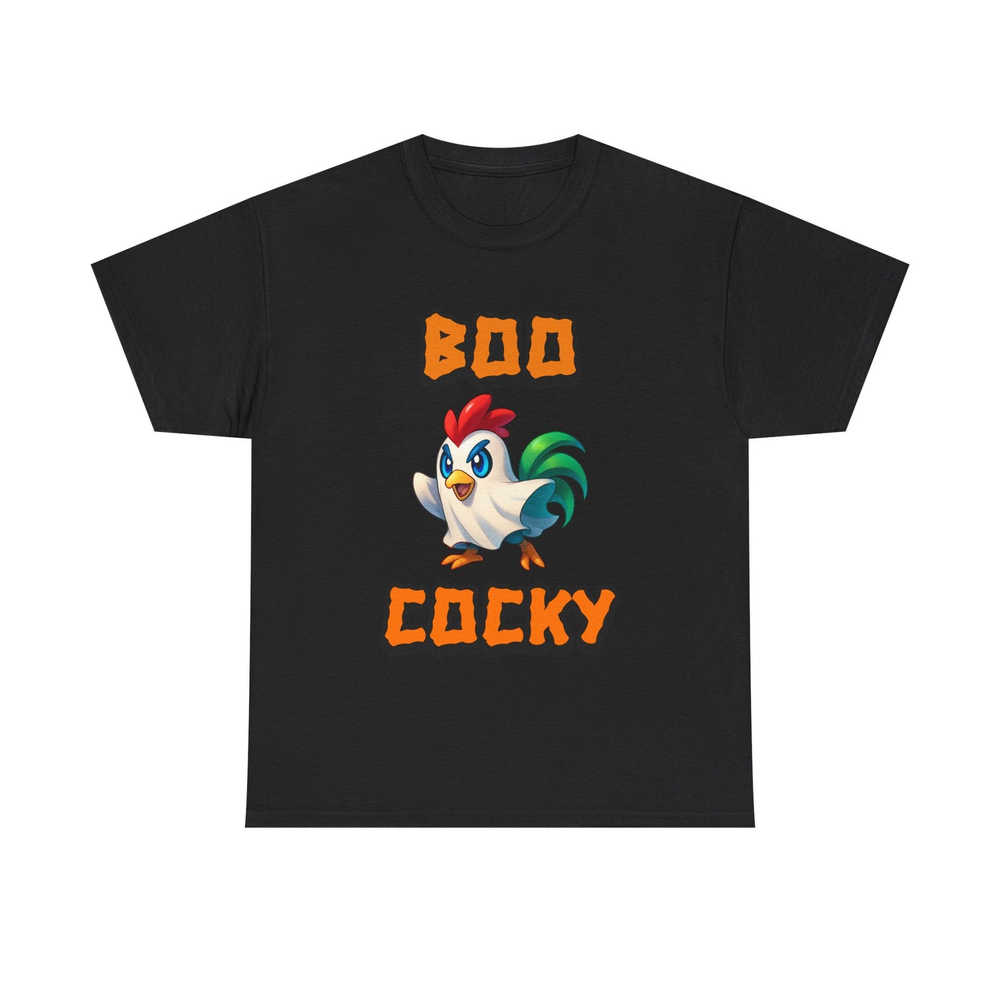 Funny Halloween Chicken Shirt - Boo Cocky Ghost Rooster Tee, Farm Animal Pun Shirt, Spooky Season Humor Top