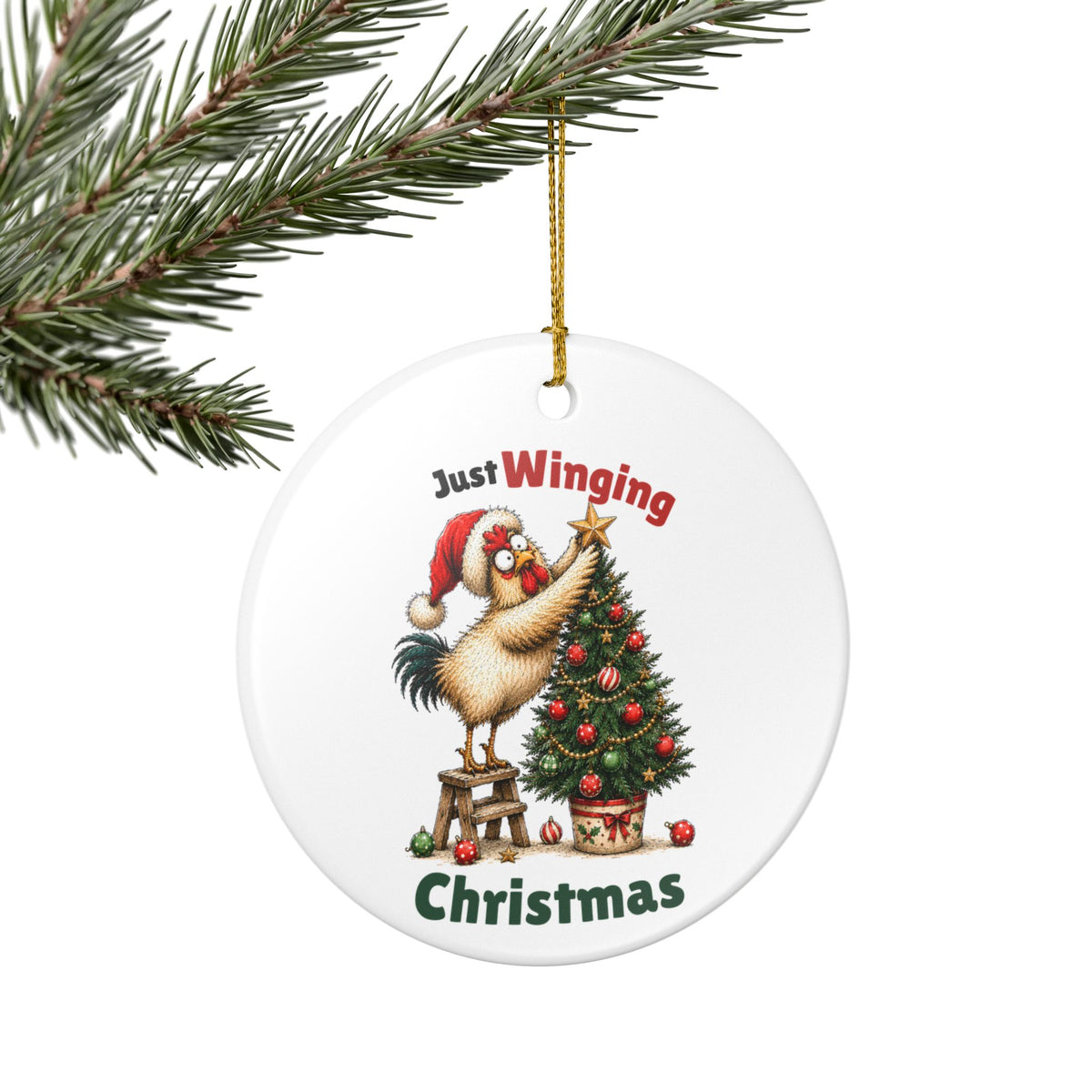 Funny Chicken Christmas Ornament – Just Winging Christmas
