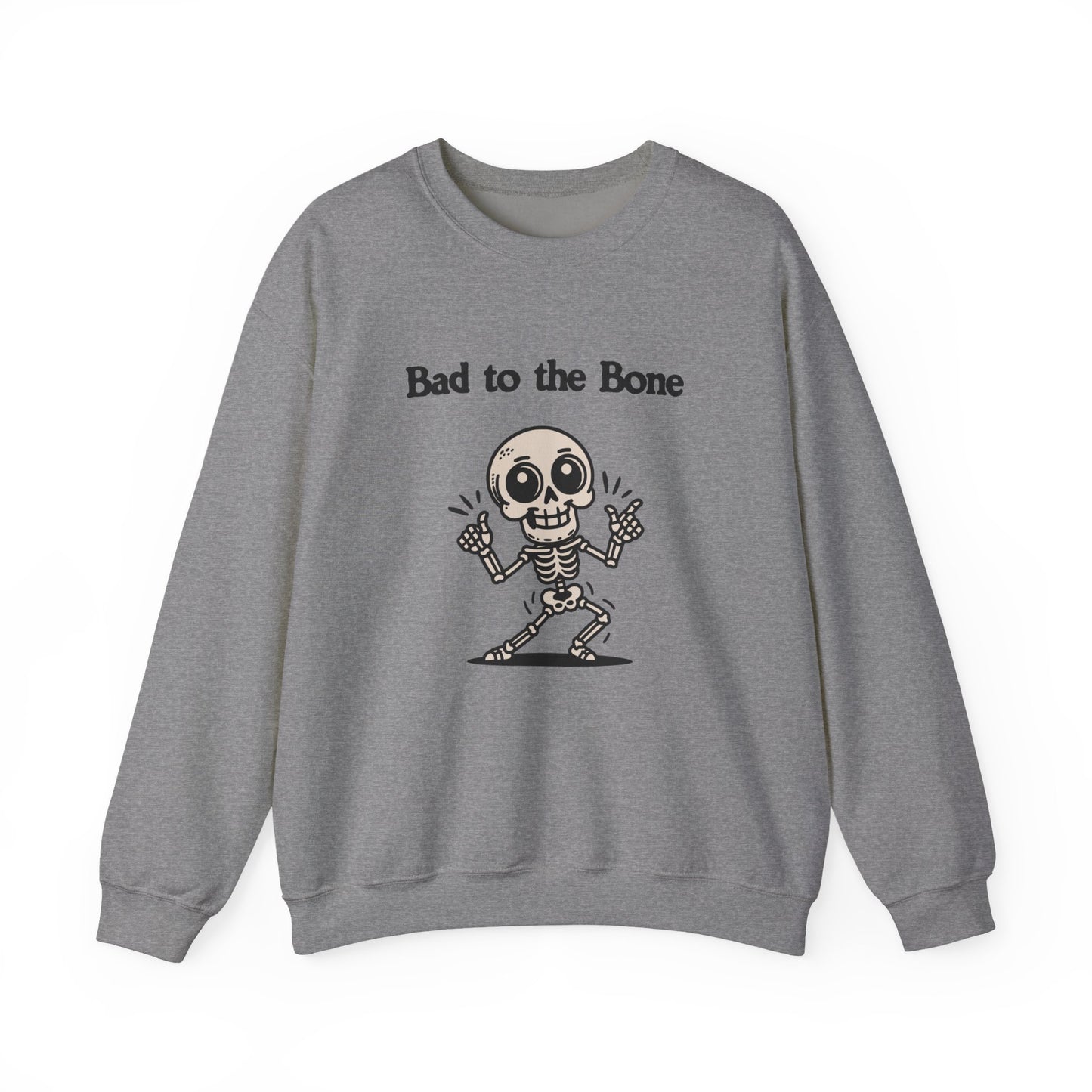 Bad to the Bone Crewneck Sweatshirt, Funny Halloween Sweatshirt, Unisex Casual Sweatshirt, Gifts for Skeleton Lovers, Spooky Season Apparel