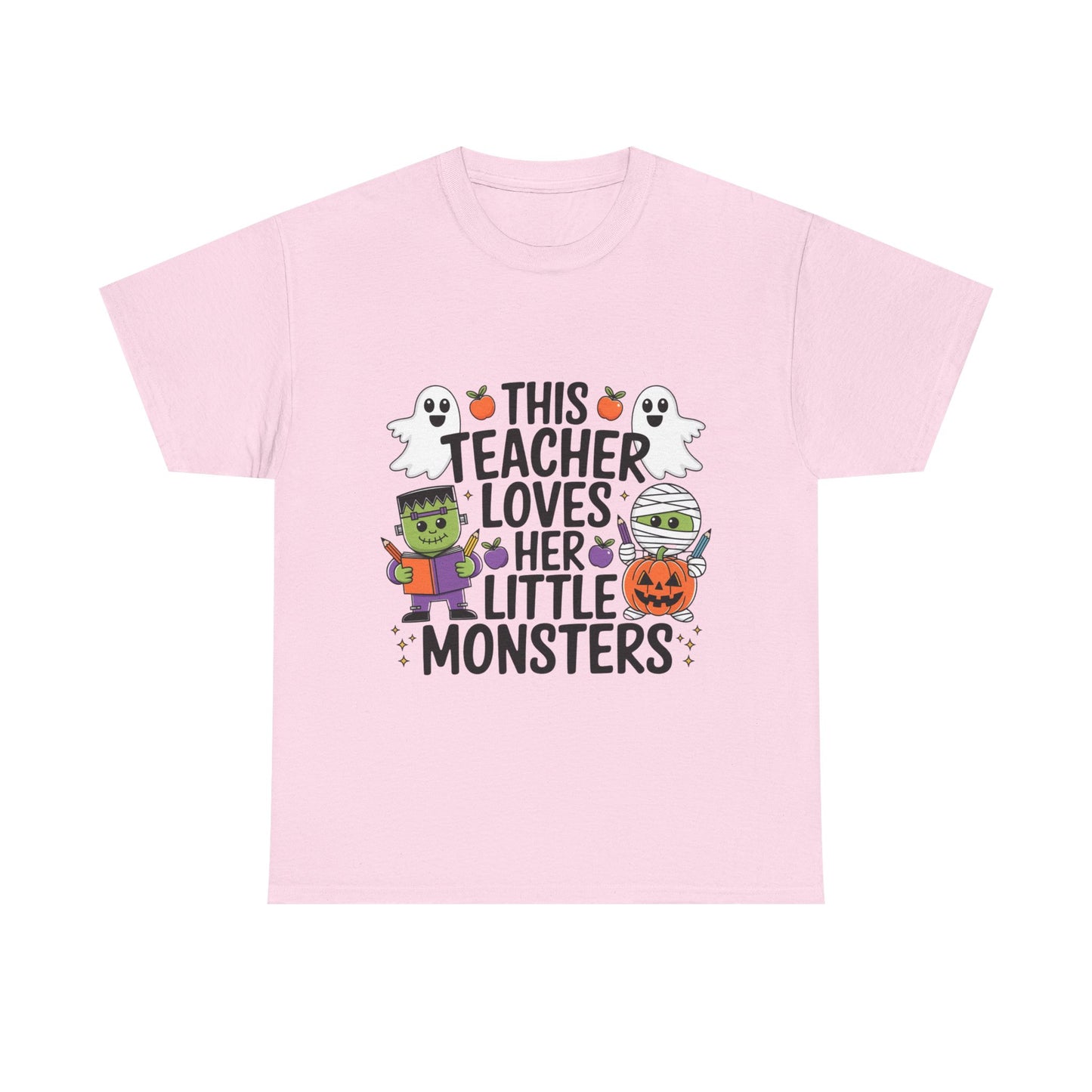 Personalized Halloween Teacher Shirt – “This Teacher Loves Her Little Monsters