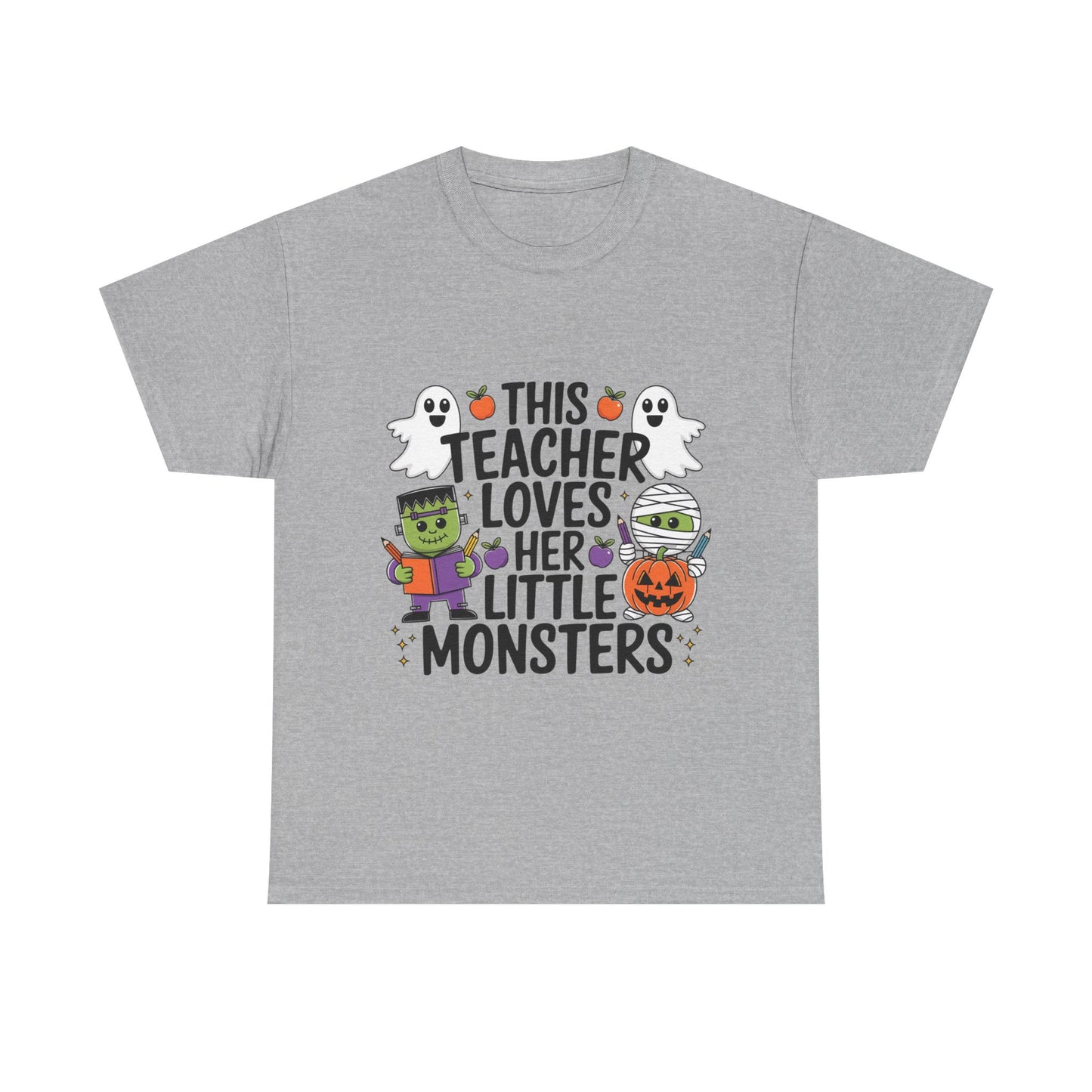 Personalized Halloween Teacher Shirt – “This Teacher Loves Her Little Monsters