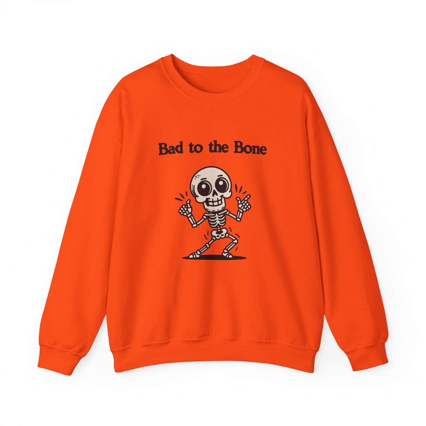 Bad to the Bone Crewneck Sweatshirt, Funny Halloween Sweatshirt, Unisex Casual Sweatshirt, Gifts for Skeleton Lovers, Spooky Season Apparel