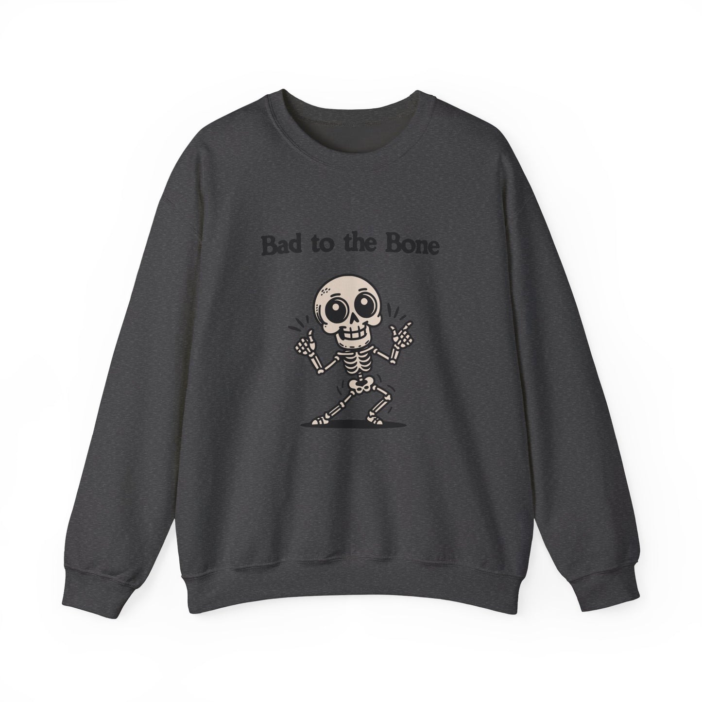 Bad to the Bone Crewneck Sweatshirt, Funny Halloween Sweatshirt, Unisex Casual Sweatshirt, Gifts for Skeleton Lovers, Spooky Season Apparel