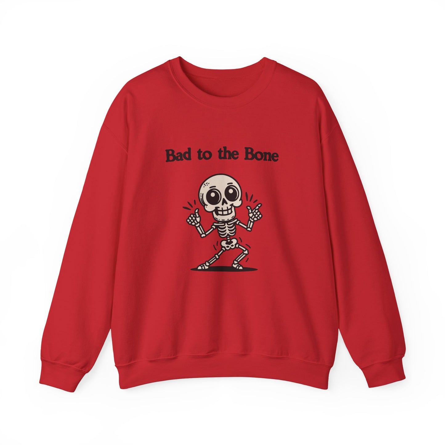 Bad to the Bone Crewneck Sweatshirt, Funny Halloween Sweatshirt, Unisex Casual Sweatshirt, Gifts for Skeleton Lovers, Spooky Season Apparel