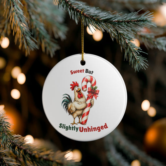 Funny Chicken Christmas Ornament – Sweet But Slightly Unhinged