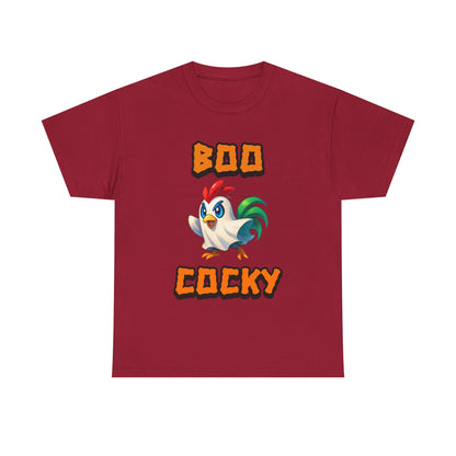 Funny Halloween Chicken Shirt - Boo Cocky Ghost Rooster Tee, Farm Animal Pun Shirt, Spooky Season Humor Top