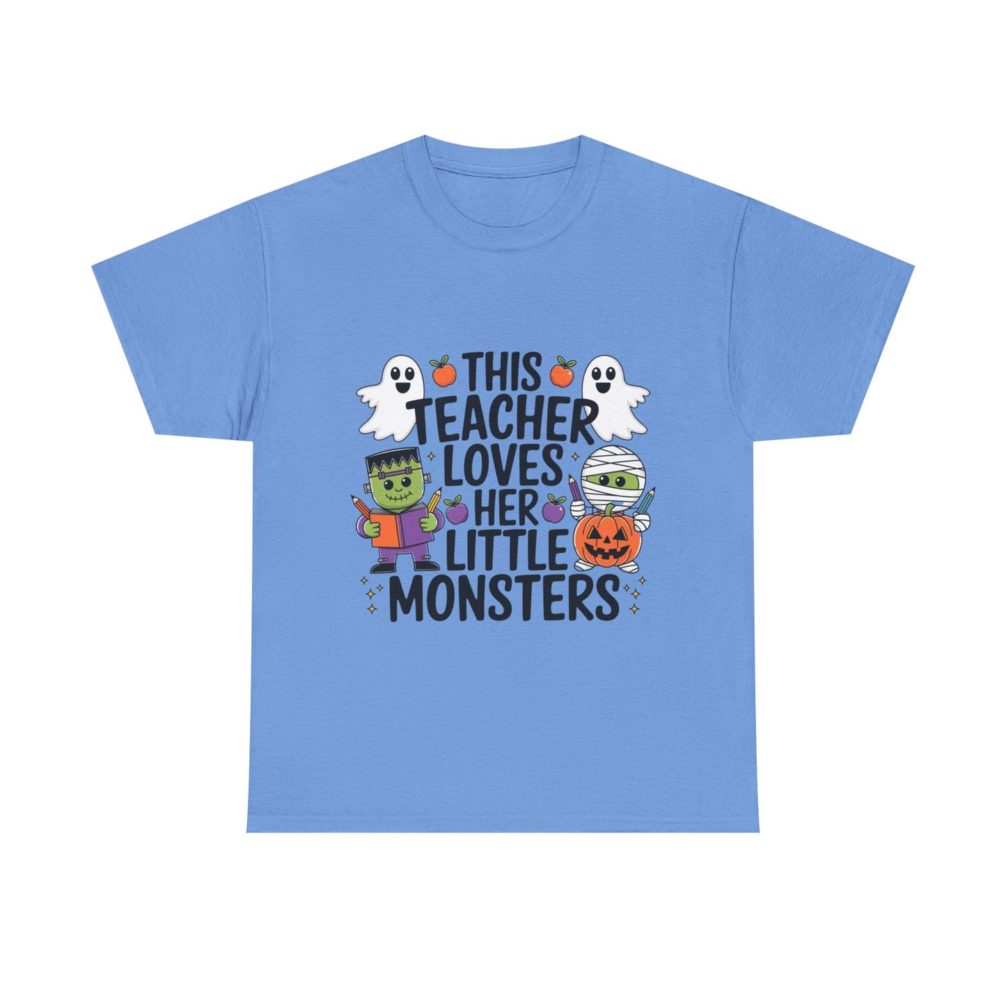 Personalized Halloween Teacher Shirt – “This Teacher Loves Her Little Monsters