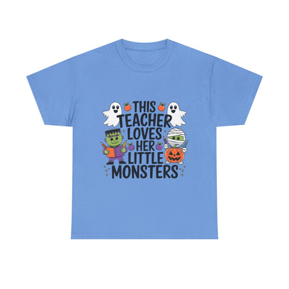Personalized Halloween Teacher Shirt – “This Teacher Loves Her Little Monsters