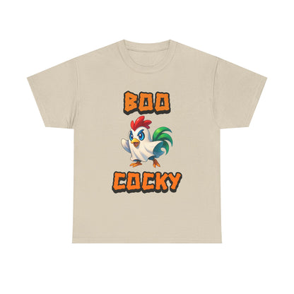 Funny Halloween Chicken Shirt - Boo Cocky Ghost Rooster Tee, Farm Animal Pun Shirt, Spooky Season Humor Top