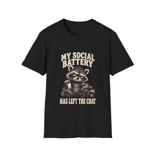 My Social Battery Has Left the Chat Raccoon Shirt, Funny Introvert Coffee Tee