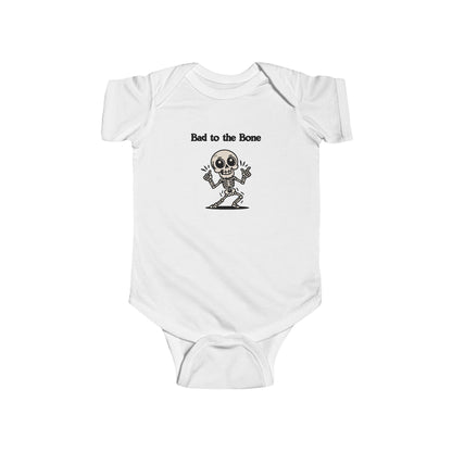 Bad to the Bone Infant Bodysuit, Funny Baby Clothing, Halloween Outfit, Skull Design, Cute Infant Apparel