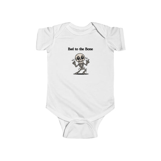 Bad to the Bone Infant Bodysuit, Funny Baby Clothing, Halloween Outfit, Skull Design, Cute Infant Apparel