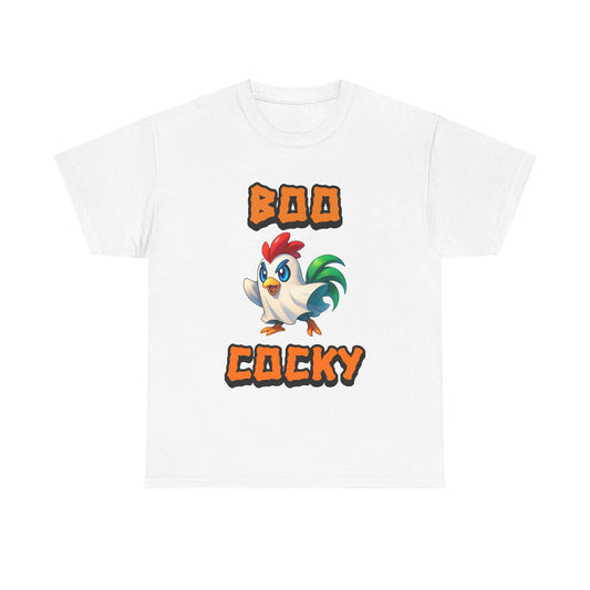 Funny Halloween Chicken Shirt - Boo Cocky Ghost Rooster Tee, Farm Animal Pun Shirt, Spooky Season Humor Top