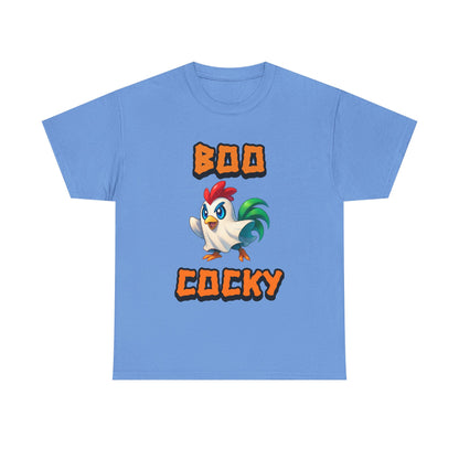 Funny Halloween Chicken Shirt - Boo Cocky Ghost Rooster Tee, Farm Animal Pun Shirt, Spooky Season Humor Top
