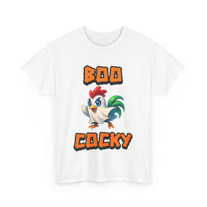 Funny Halloween Chicken Shirt - Boo Cocky Ghost Rooster Tee, Farm Animal Pun Shirt, Spooky Season Humor Top