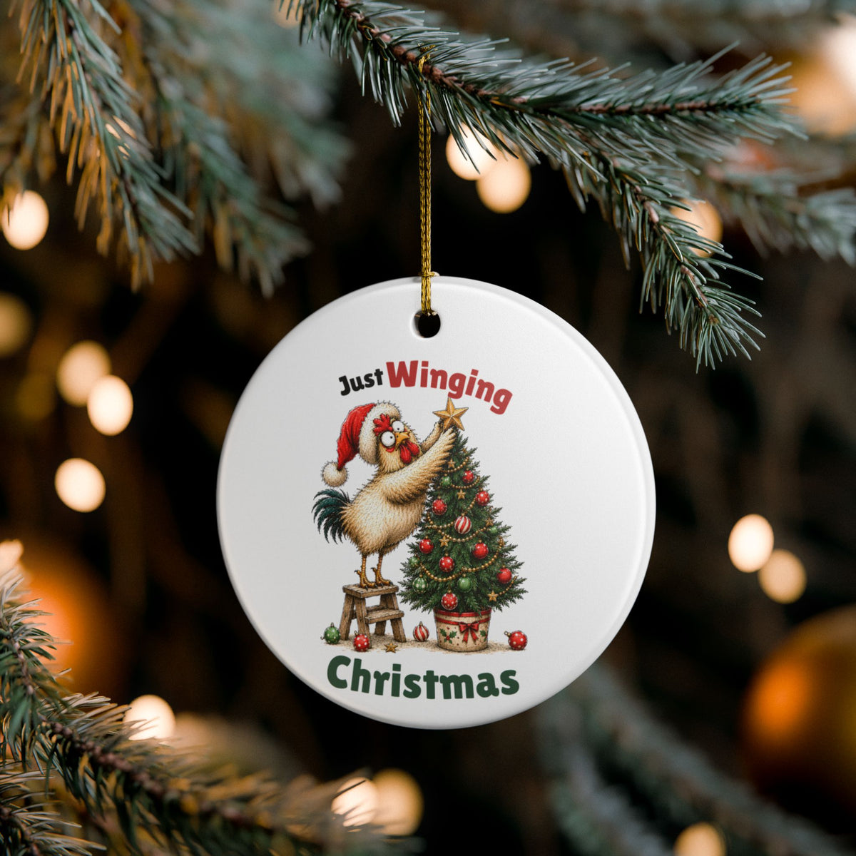 Funny Chicken Christmas Ornament – Just Winging Christmas