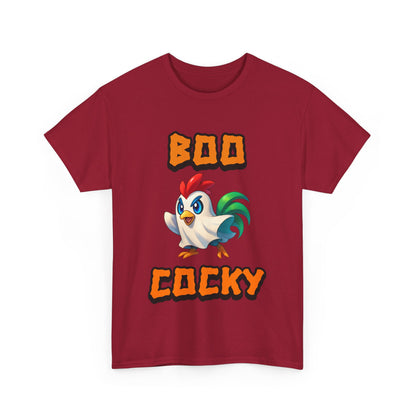 Funny Halloween Chicken Shirt - Boo Cocky Ghost Rooster Tee, Farm Animal Pun Shirt, Spooky Season Humor Top