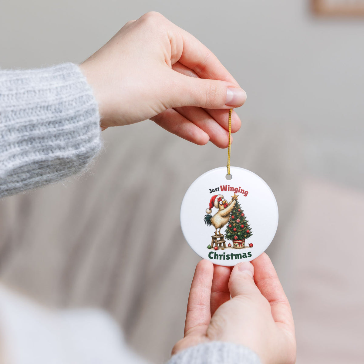 Funny Chicken Christmas Ornament – Just Winging Christmas