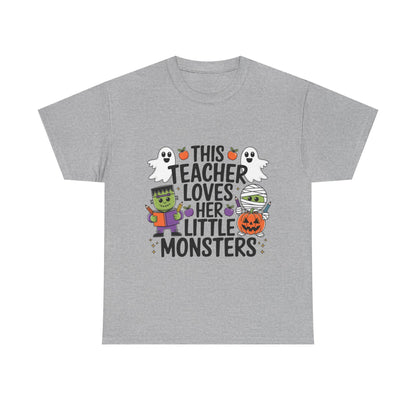 Personalized Halloween Teacher Shirt – “This Teacher Loves Her Little Monsters