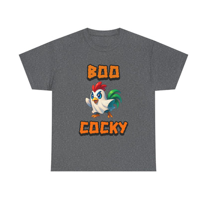 Funny Halloween Chicken Shirt - Boo Cocky Ghost Rooster Tee, Farm Animal Pun Shirt, Spooky Season Humor Top