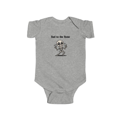 Bad to the Bone Infant Bodysuit, Funny Baby Clothing, Halloween Outfit, Skull Design, Cute Infant Apparel