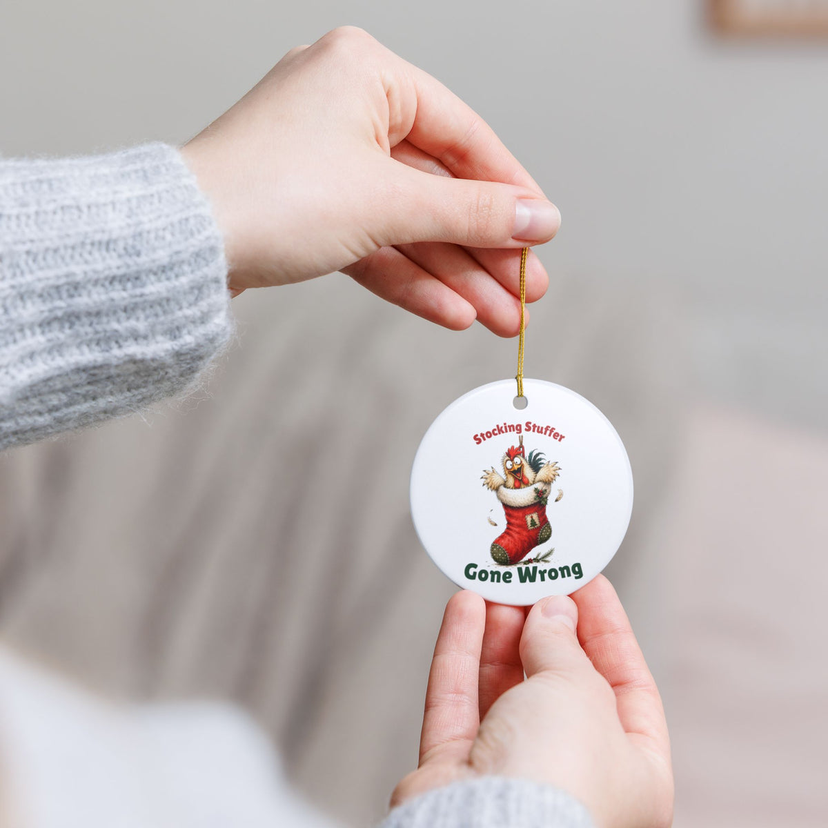 Funny Chicken Christmas Ornament – Stocking Stuffer Gone Wrong