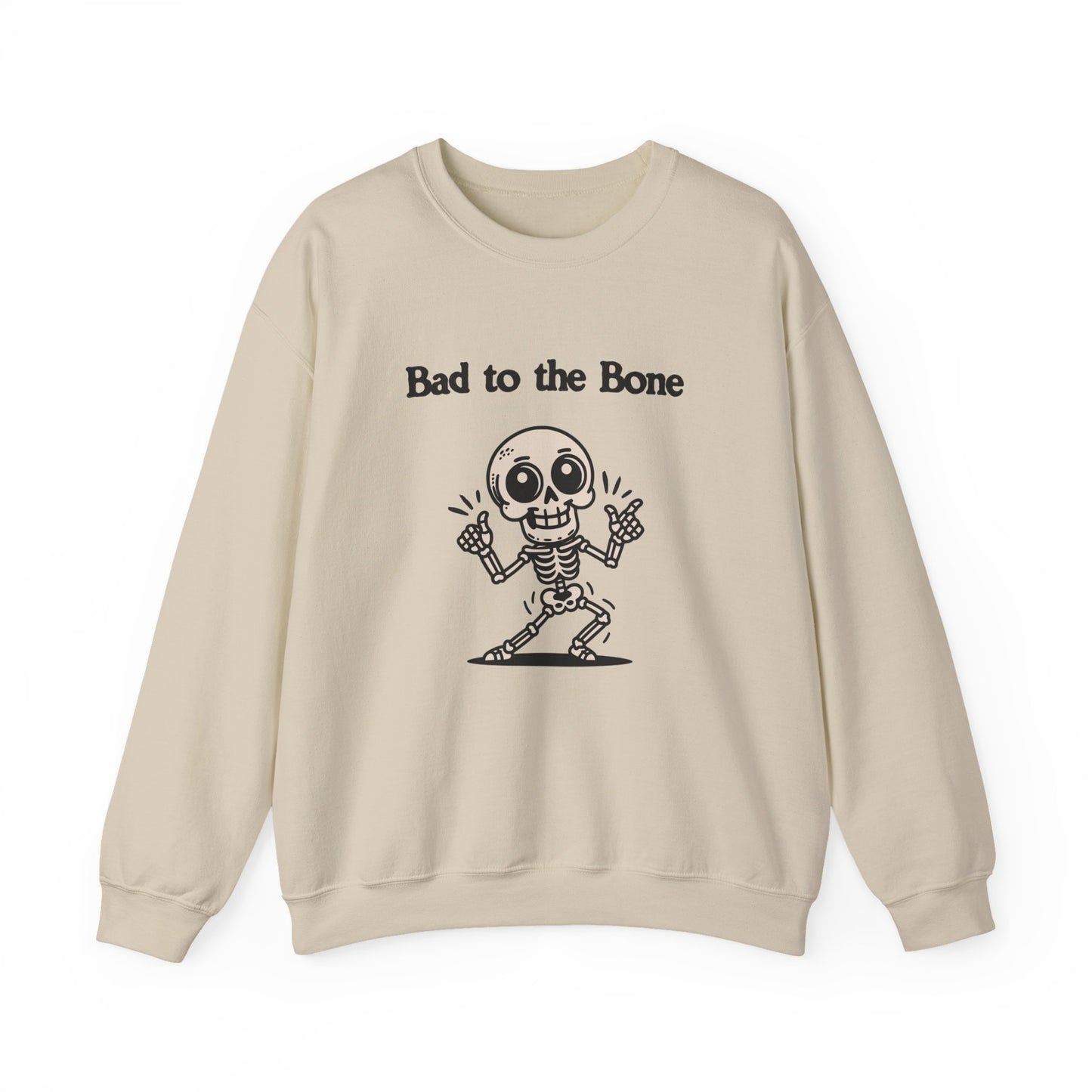 Bad to the Bone Crewneck Sweatshirt, Funny Halloween Sweatshirt, Unisex Casual Sweatshirt, Gifts for Skeleton Lovers, Spooky Season Apparel