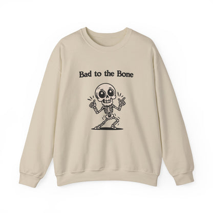 Bad to the Bone Crewneck Sweatshirt, Funny Halloween Sweatshirt, Unisex Casual Sweatshirt, Gifts for Skeleton Lovers, Spooky Season Apparel