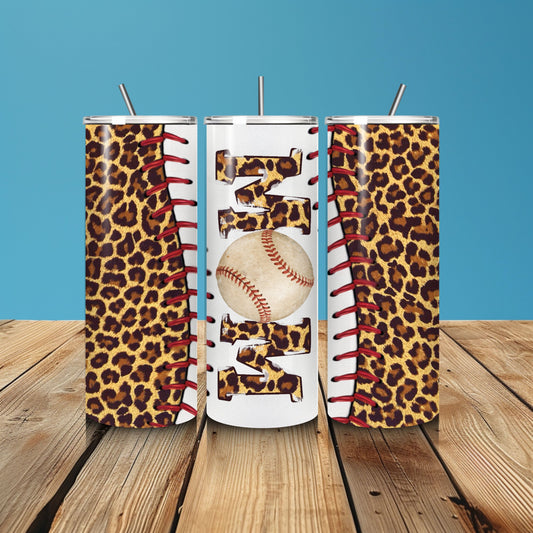 Baseball Mom- Leopard Print- Tumbler- 20 oz
