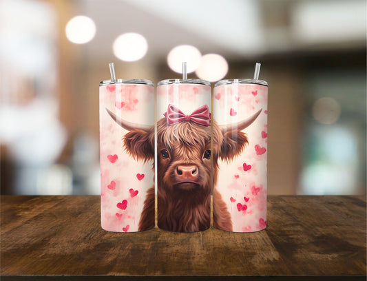 Valentine's Highland Cow Heart- 20 OZ