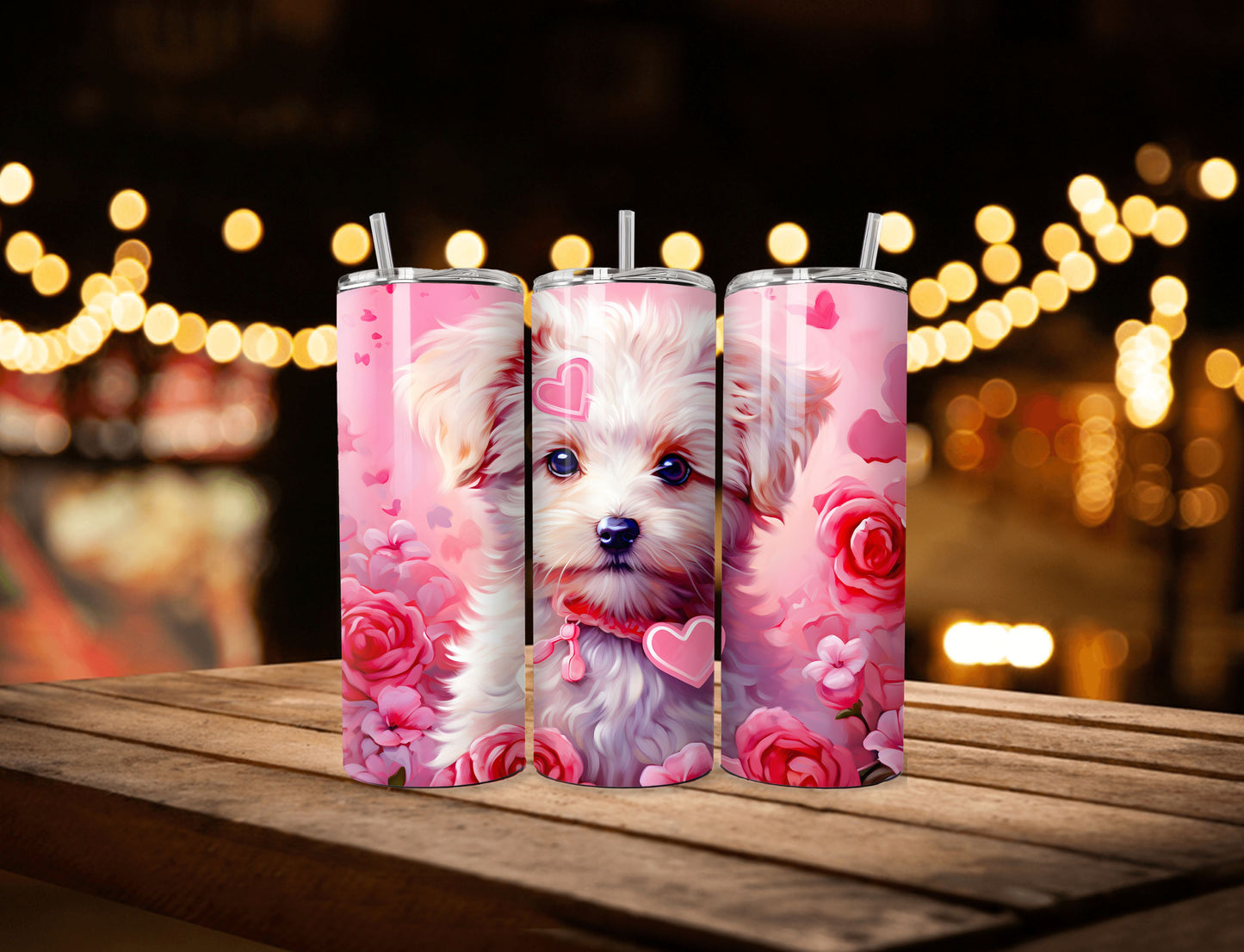 Cute Puppy with hearts- Valentine- 20 OZ