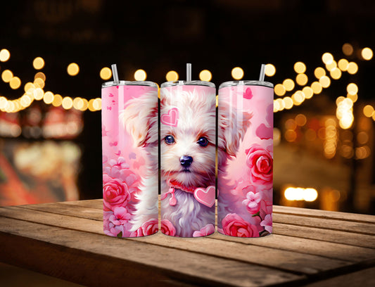 Cute Puppy with hearts- Valentine- 20 OZ