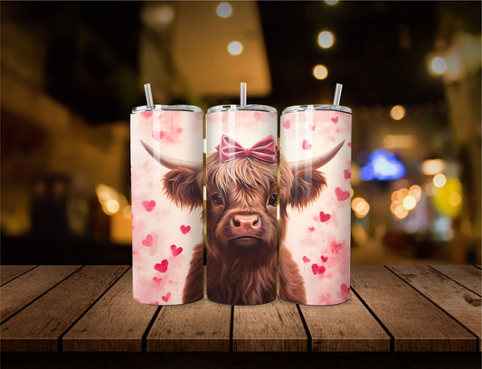 Highland cow Valentine's Tumbler