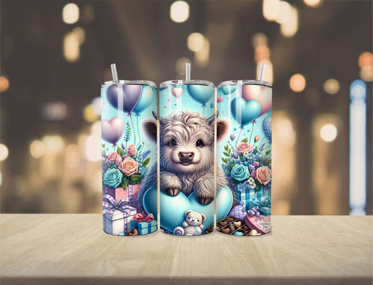 Valentine Highland Cow Tumbler- 20 OZ